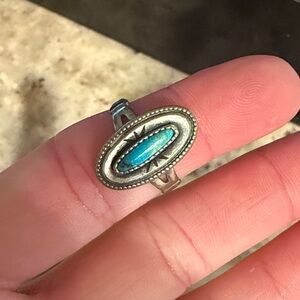 Vintage Genuine Turquoise and Silver Women's Ring